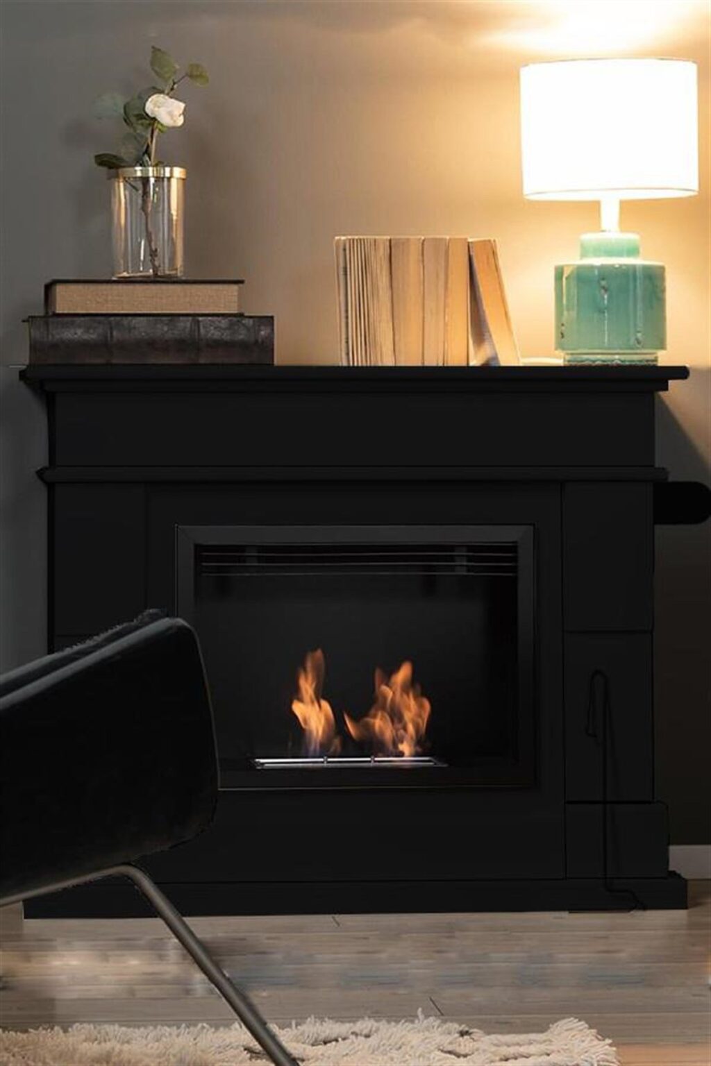 Legno Black Freestanding Bioethanol Fireplace